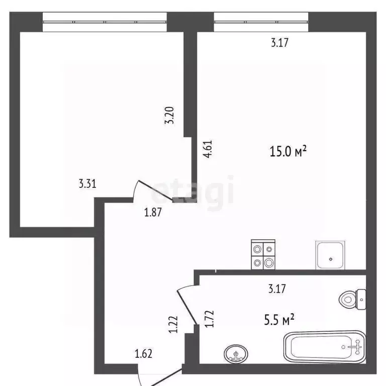 1-к кв. Тюменская область, Тюмень ул. Тимирязева, 8к1 (37.0 м) - Фото 1