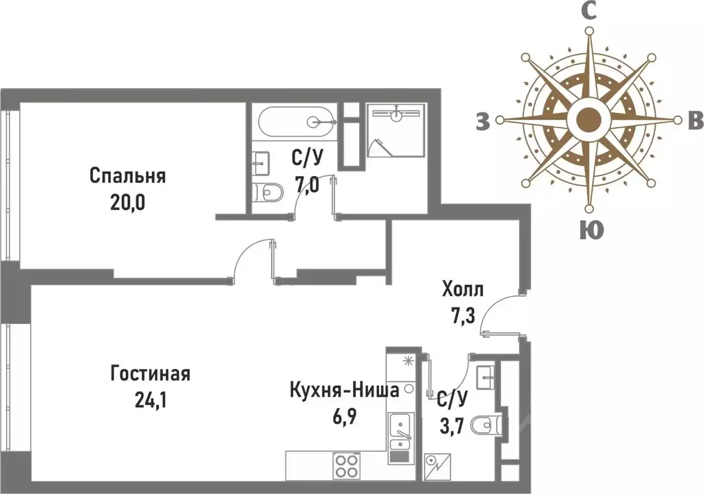 2-к кв. Москва Рубцовско-Дворцовая ул., 4 (69.0 м) - Фото 0