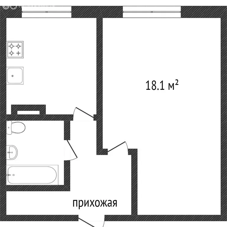 1-комнатная квартира: Ишим, улица Калинина, 135 (33.4 м) - Фото 1