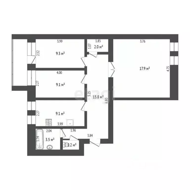 3-к кв. Тюменская область, Тюмень Широтная ул., 108к5 (67.9 м) - Фото 2