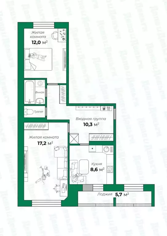 2-к кв. Кировская область, Киров ул. Менделеева, 25 (56.1 м) - Фото 1
