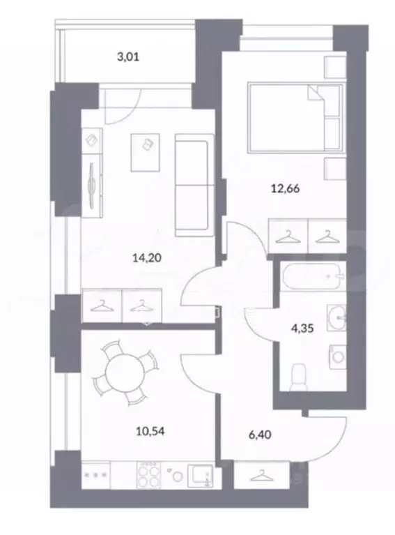 2-к кв. Новосибирская область, Новосибирск Железнодорожная ул., 18 ... - Фото 2