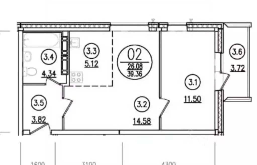 2-к кв. Карелия, Петрозаводск Машезерская ул., 36 (39.4 м) - Фото 2