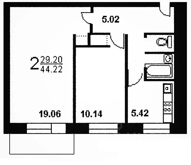 2-к кв. Москва Большая Черкизовская ул., 22К2 (45.0 м) - Фото 1