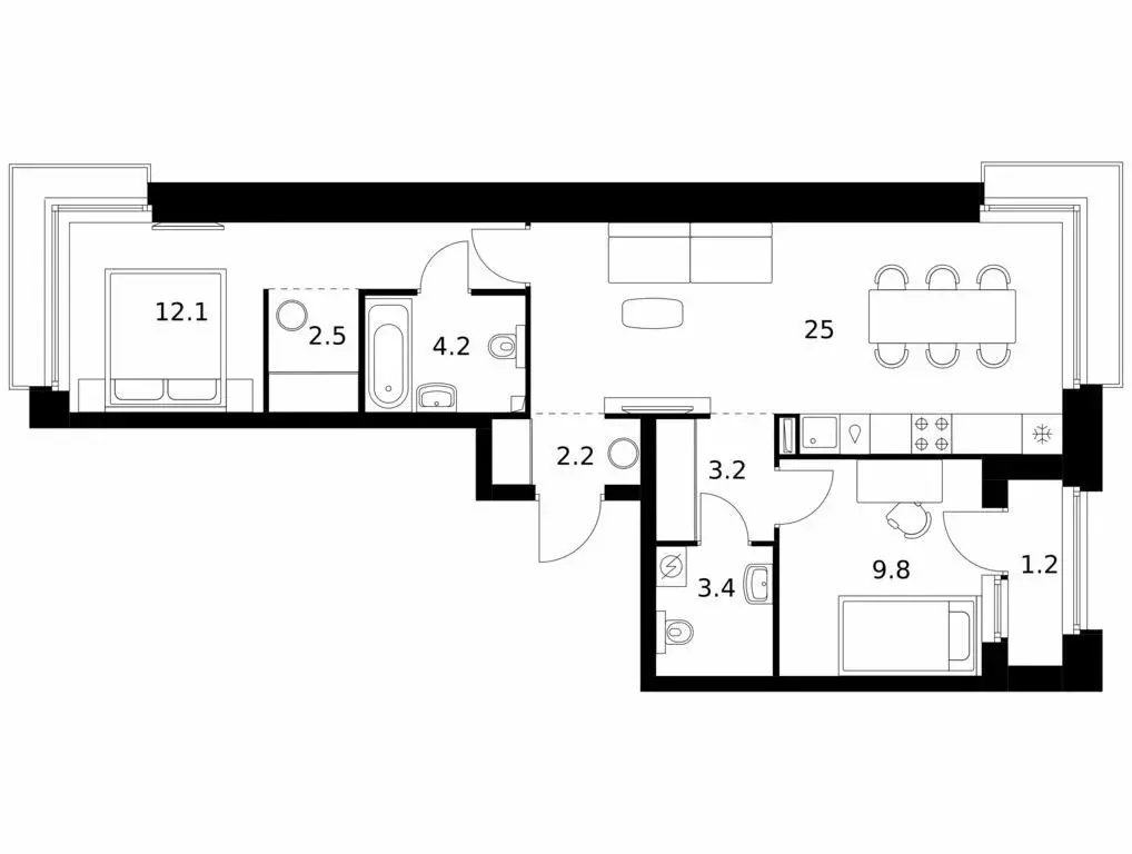 2-комнатная квартира: Казань, проезд Владимира Шнеппа (63.6 м) - Фото 0