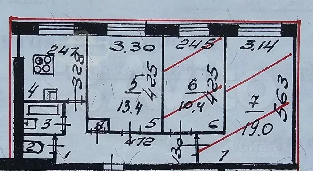 3-к. квартира, 63 м, 1/9 эт. - Фото 0