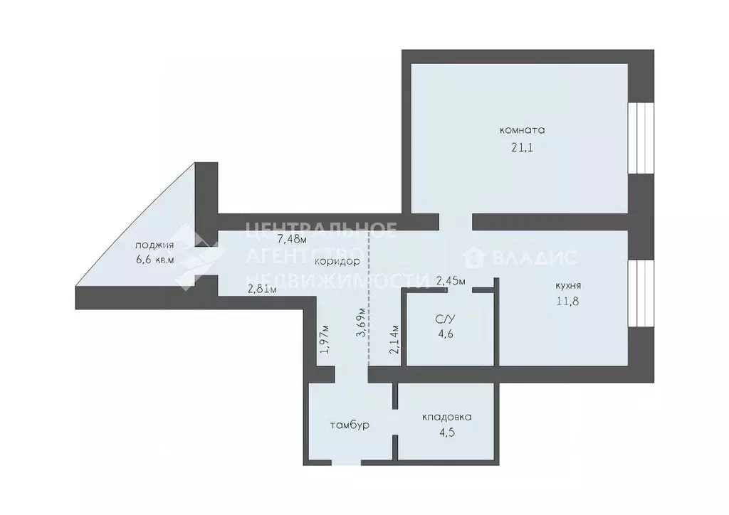 1-к кв. Рязанская область, Рязань ул. Маяковского, 49 (54.1 м) - Фото 1