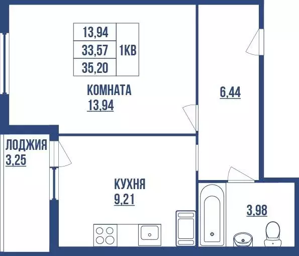 Квартира, 1 комната, 36.82 м - Фото 0