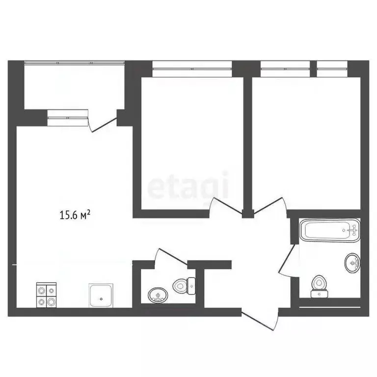 2-к кв. Тюменская область, Тюмень Полевая ул., 117к4 (51.3 м) - Фото 2