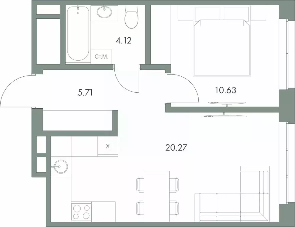 1-к кв. Ханты-Мансийский АО, Сургут ул. Семена Билецкого, 15 (40.73 м) - Фото 1