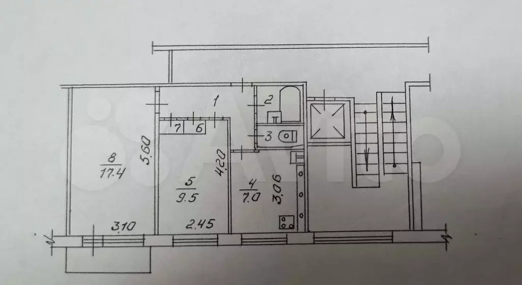 2-к. квартира, 44,5 м, 3/9 эт. - Фото 0