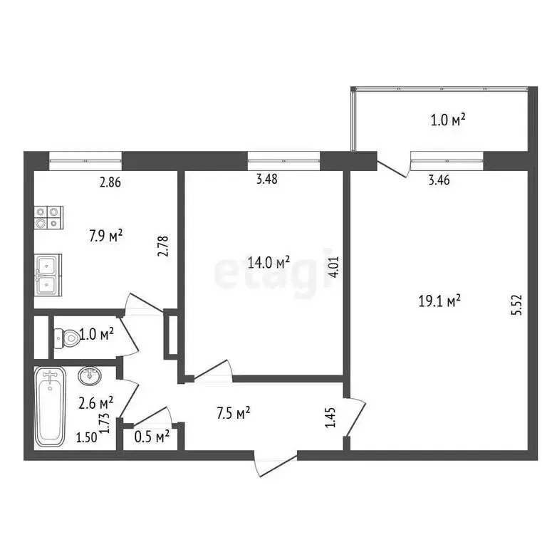 2-комнатная квартира: Саранск, Севастопольская улица, 35 (53 м) - Фото 0