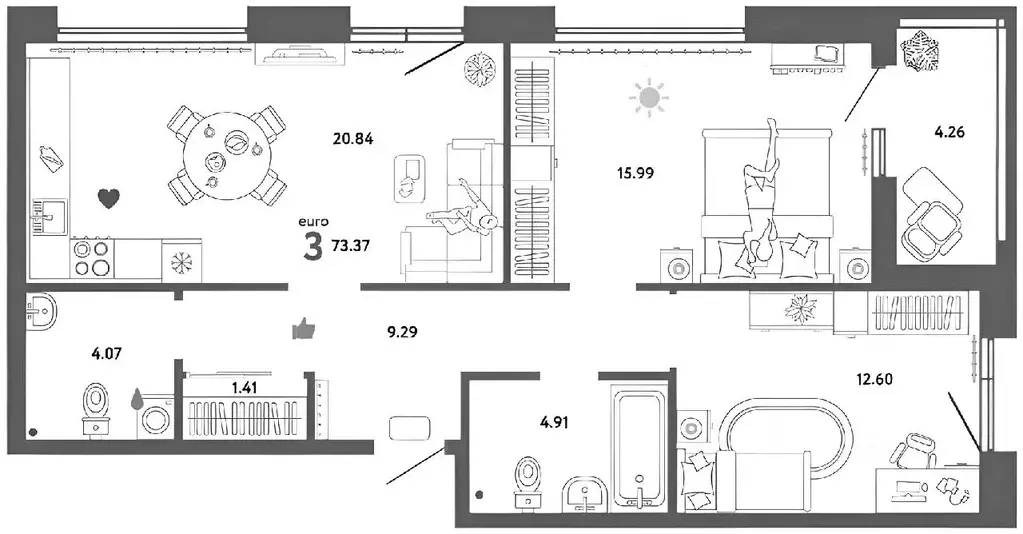 2-к кв. Санкт-Петербург Двинская ул., 6 (75.0 м) - Фото 1