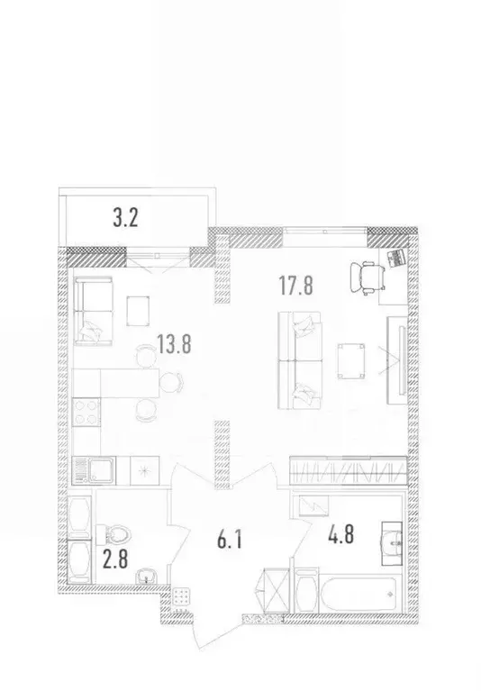 1-к кв. Санкт-Петербург просп. Тореза, 118 (45.3 м) - Фото 0