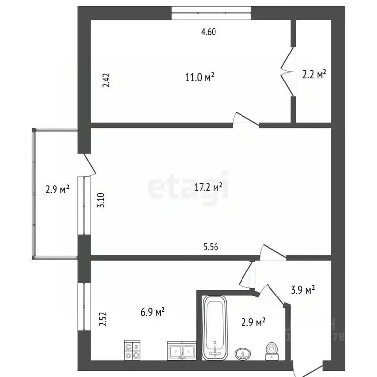 2-к кв. Крым, Ялта ул. Цветочная, 9 (45.0 м) - Фото 2