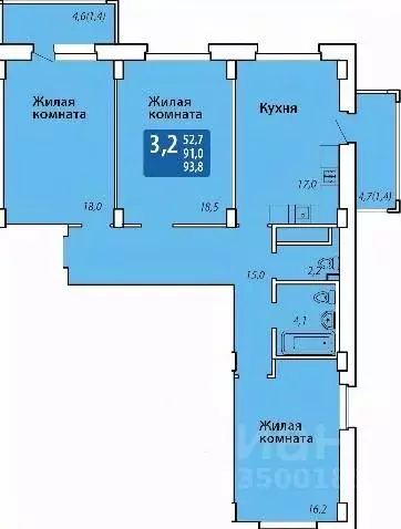 3-к кв. Чувашия, Чебоксары Гражданская ул., поз3 (93.8 м) - Фото 1