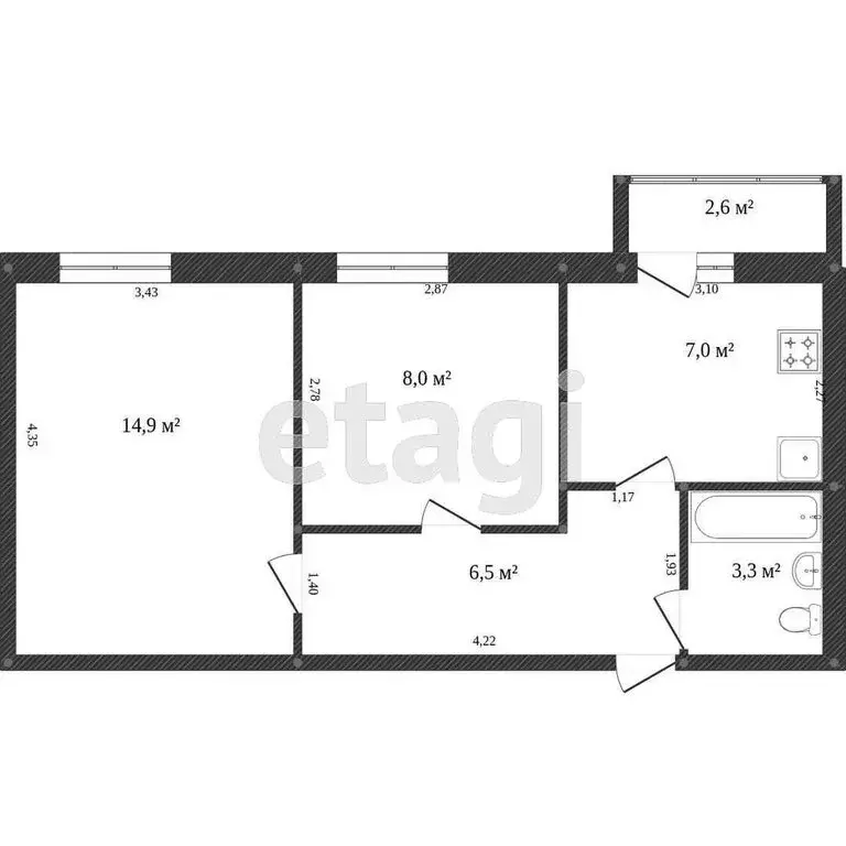 2-комнатная квартира: Ишим, улица Ленина, 6 (39.7 м) - Фото 1