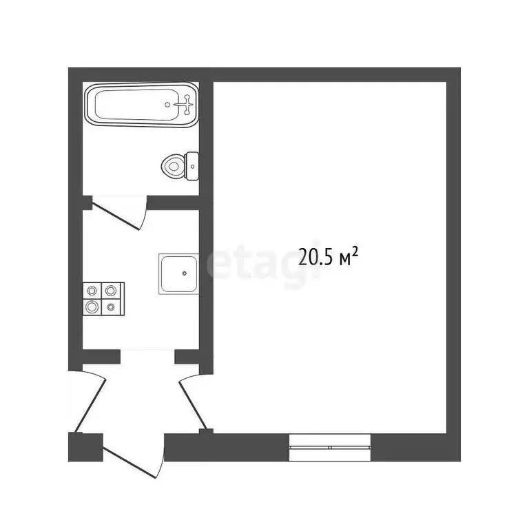 1к в -комнатной квартире (20.5 м) - Фото 0