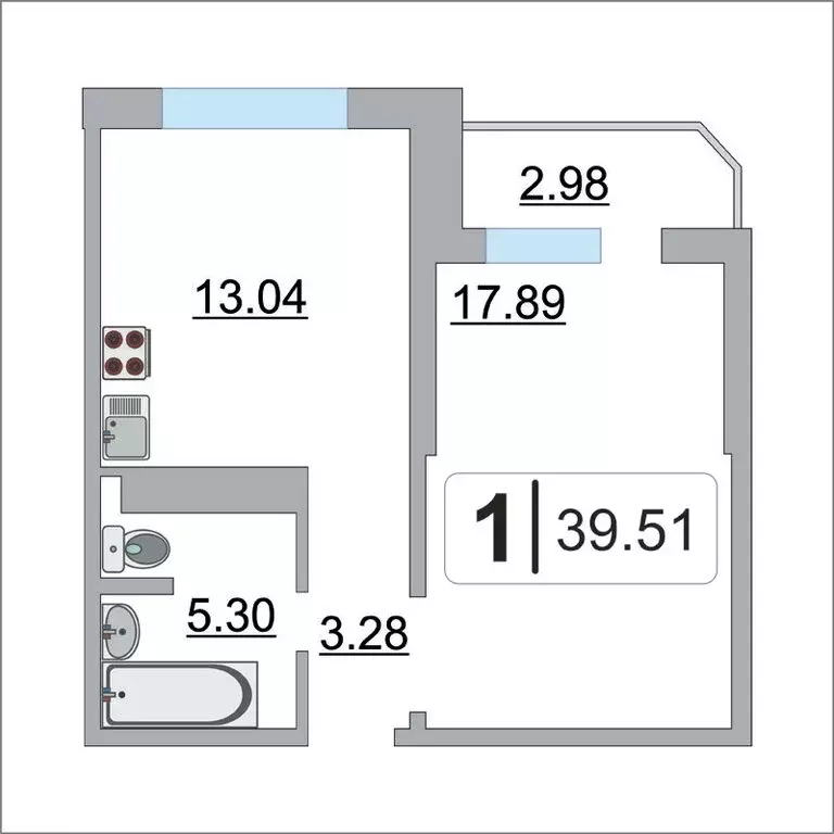 1-комнатная квартира: Тюмень, улица Федюнинского, 60 (39.7 м) - Фото 1
