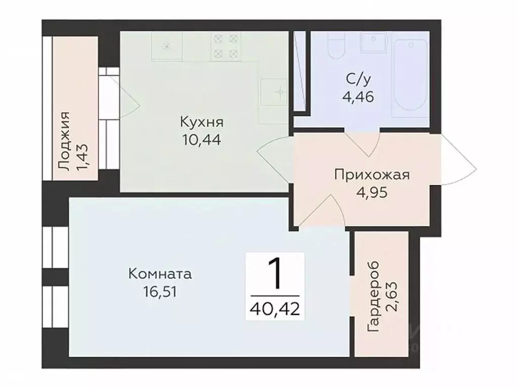 1-к кв. Воронежская область, Воронеж ул. Матросова (40.42 м) - Фото 0