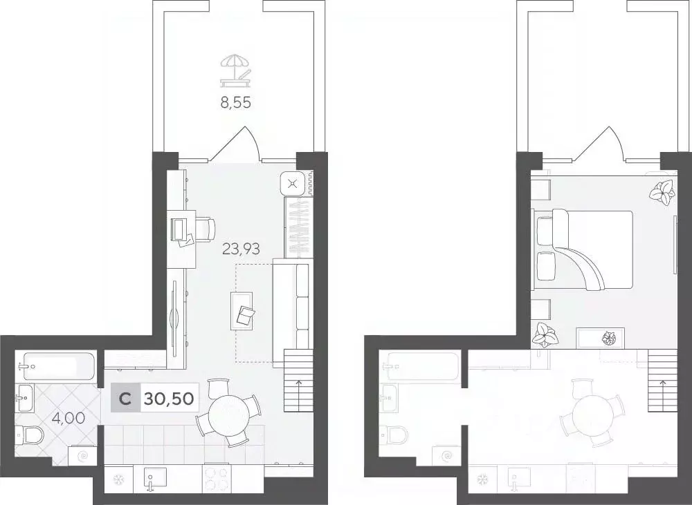Студия Тюменская область, Тюменский район, д. Падерина ул. Сергея ... - Фото 1