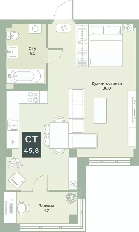 Студия Курганская область, Курган Заозерный жилрайон, 6А мкр, ул. ... - Фото 1