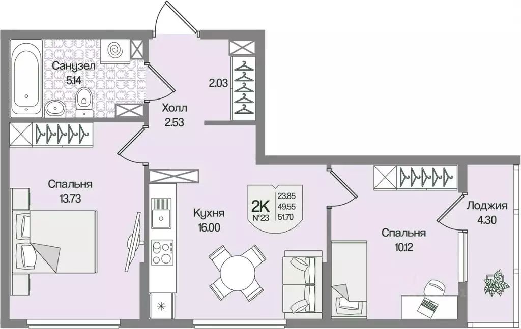 2-к кв. Ленинградская область, Всеволожский район, Бугровское ... - Фото 1