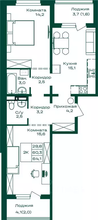 2-к кв. Алтай, Майминский район, с. Майма  (64.1 м) - Фото 0