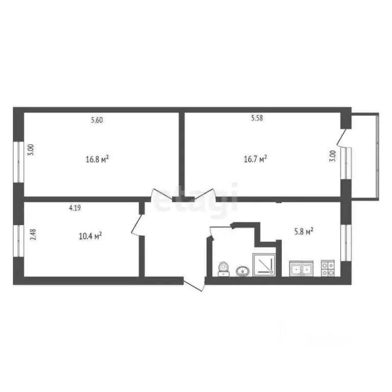 3-к кв. Ханты-Мансийский АО, Сургут ул. Республики, 86 (60.0 м) - Фото 1
