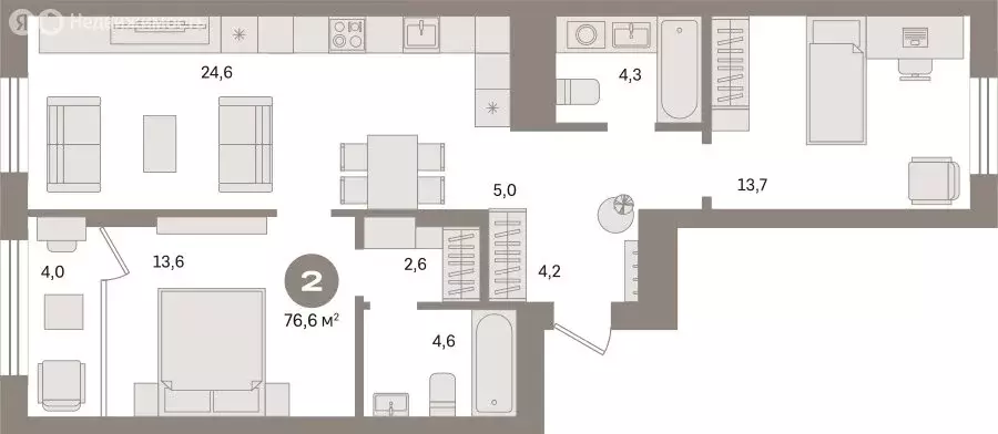 2-комнатная квартира: Екатеринбург, улица Пехотинцев, 2В (76.6 м) - Фото 0