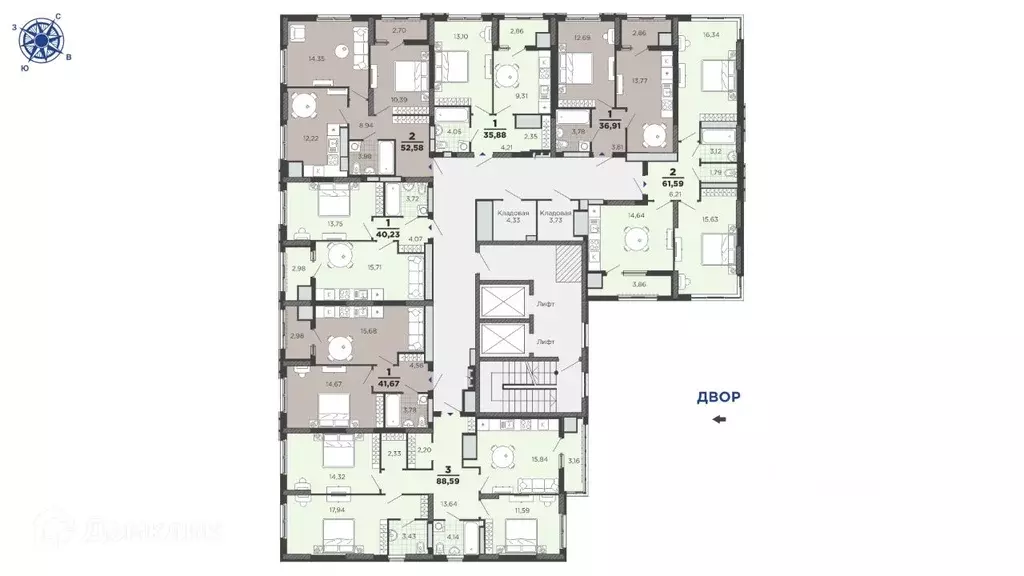 2-к кв. Рязанская область, Рязань ул. Островского, 122 (52.58 м) - Фото 1