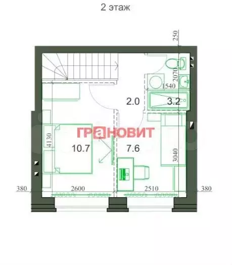 2-к. квартира, 51,3 м, 1/2 эт. - Фото 1