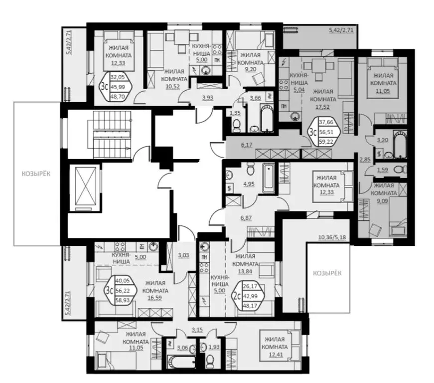 3-к кв. Пермский край, д. Кондратово ул. Г.Н. Нифантова, 12 (59.22 м) - Фото 2