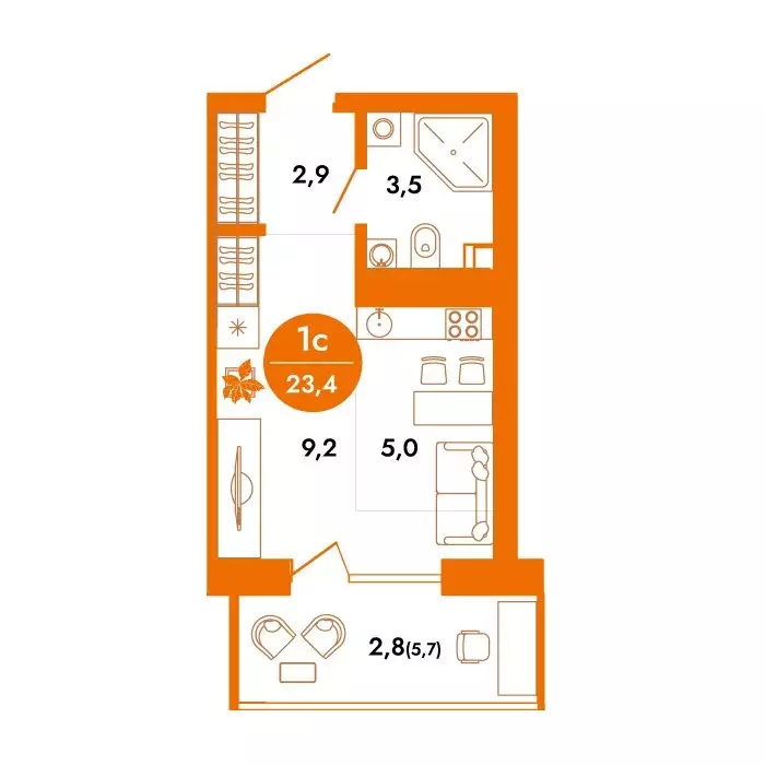 Квартира-студия: деревня Кондратово, Камская улица, 8А (23.4 м) - Фото 1