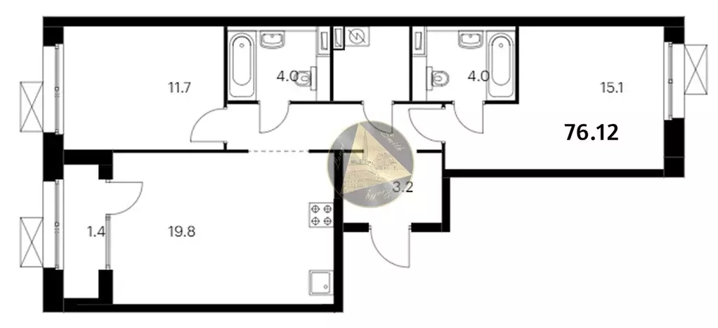 Продаётся 2-к квартира, 76.12 м - Фото 1