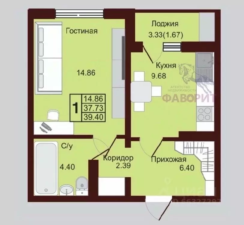 1-к кв. Оренбургская область, Оренбург Красный городок мкр,  (39.4 м) - Фото 1