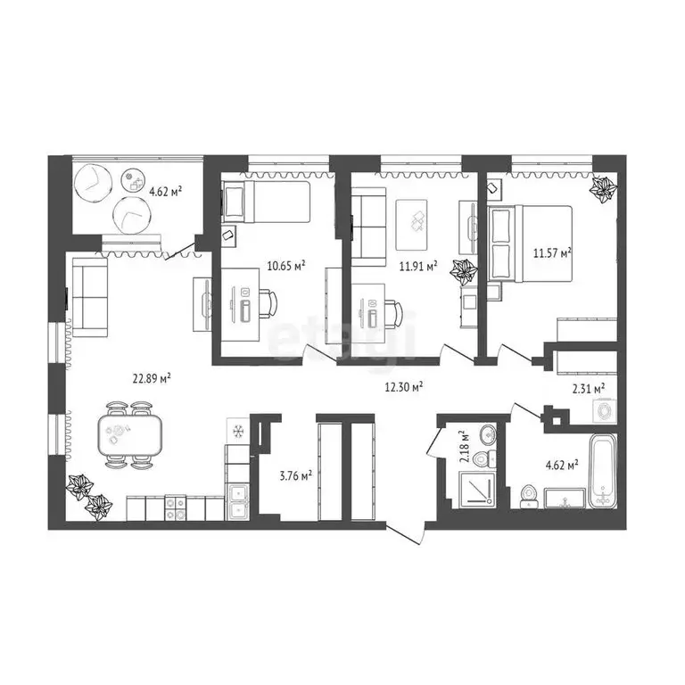 3-комнатная квартира: Тюмень, Краснооктябрьская улица, 8 (82.6 м) - Фото 1