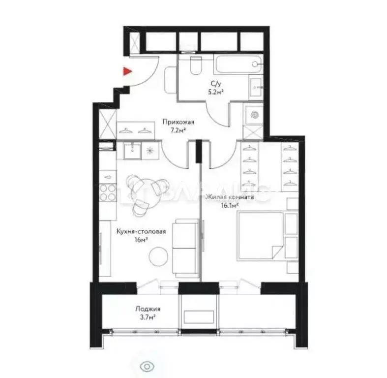 1-комнатная квартира: Москва, Краснобогатырская улица, 38с2 (46.3 м) - Фото 1
