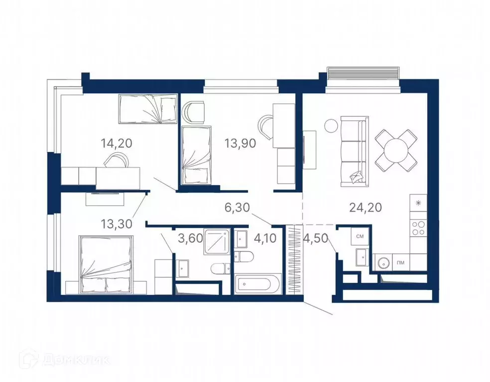 Продаётся 3-к квартира, 85.8 м - Фото 0