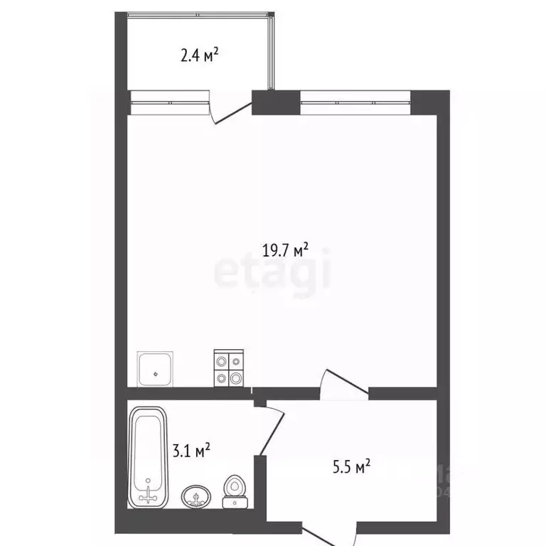 Студия Московская область, Дмитров Шлюзовая ул., 8к3 (29.1 м) - Фото 1