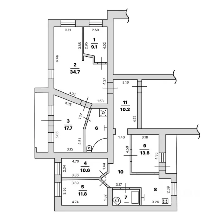6-к кв. Калужская область, Калуга Хрустальная ул., 10 (148.6 м) - Фото 2