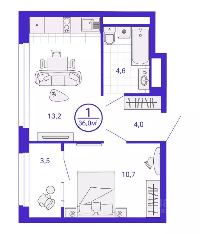 1-к кв. Свердловская область, Екатеринбург Уктус жилрайон, Астон ... - Фото 1