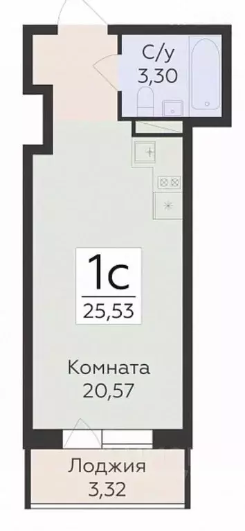 Студия Воронежская область, Воронеж Острогожская ул., 156/3 (25.54 м) - Фото 2