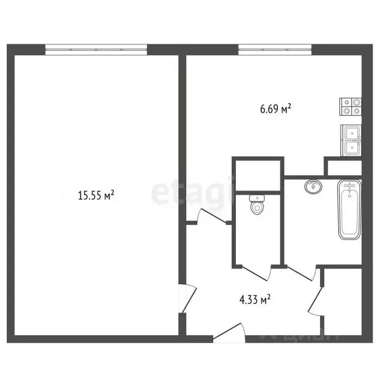 1-к кв. Санкт-Петербург ул. Новоселов, 7 (30.4 м) - Фото 2