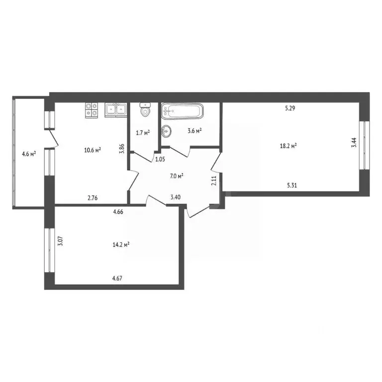 2-к кв. Ленинградская область, Кудрово г. Всеволожский район, ... - Фото 1