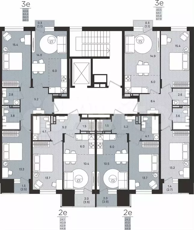 2-к. квартира, 43 м, 7/8 эт. - Фото 1