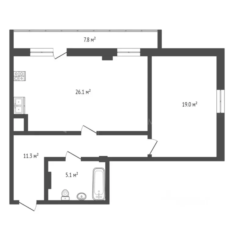 2-к кв. Тюменская область, Тюмень ул. Вересковая, 9 (70.0 м) - Фото 1