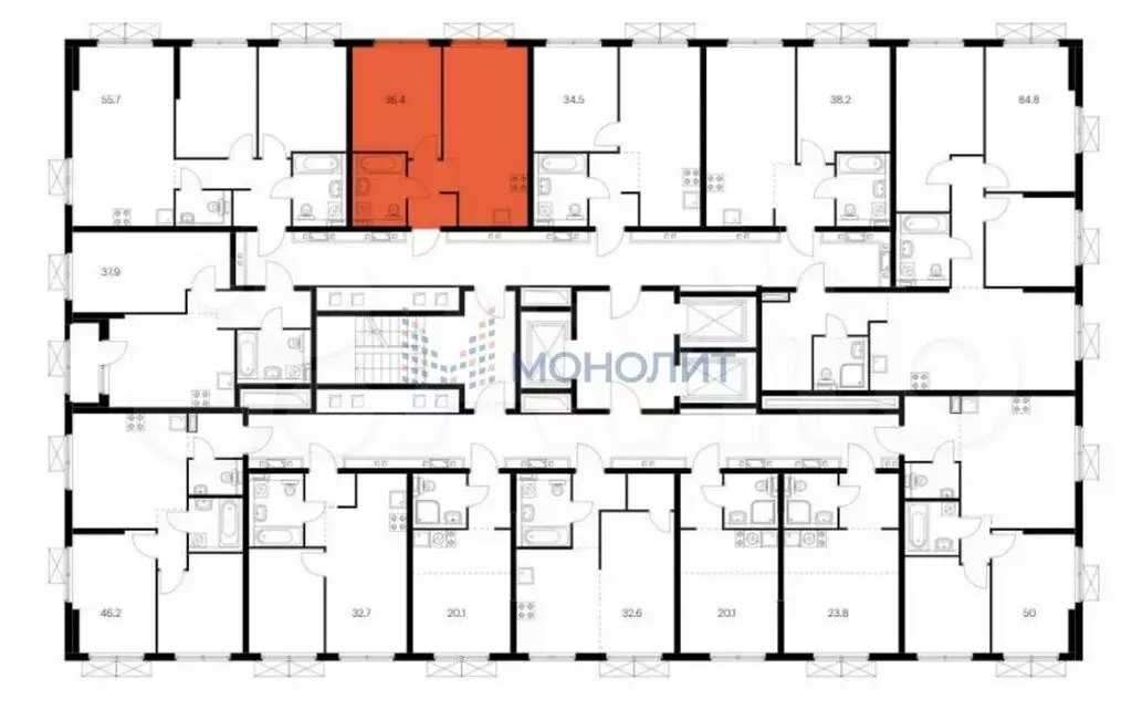 1-комнатная квартира: деревня Утечино, 3 (36.4 м) - Фото 0