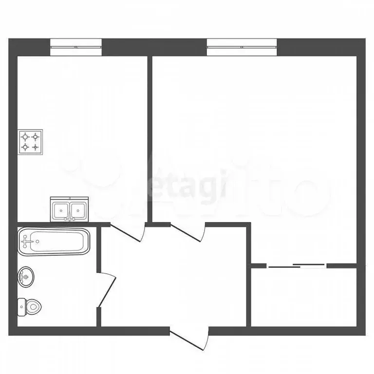 1-к. квартира, 31,4 м, 1/9 эт. - Фото 0