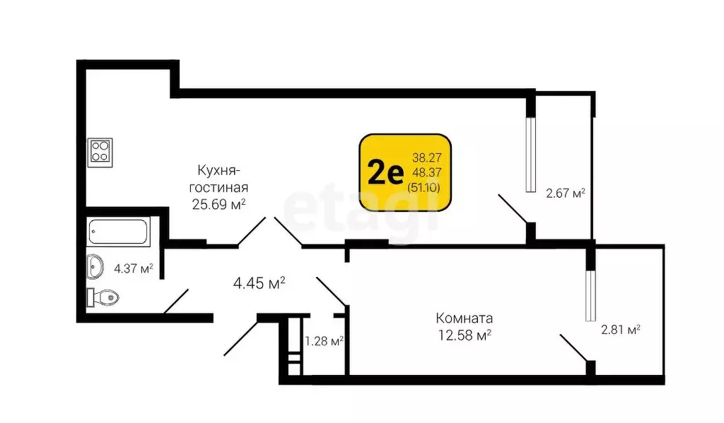 2-комнатная квартира: Воронеж, микрорайон Шилово, улица ... - Фото 0